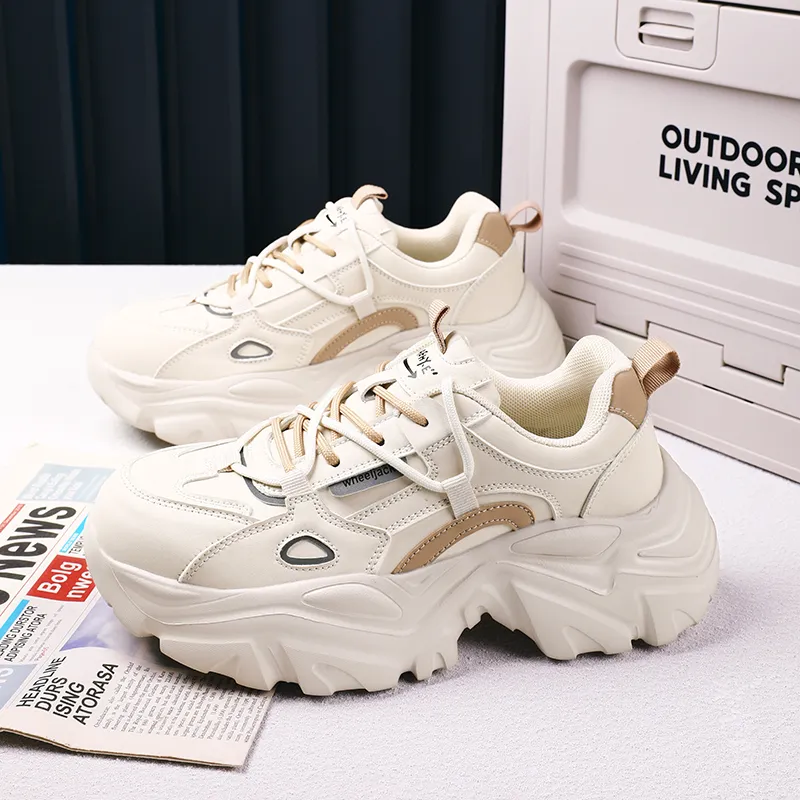 JANECO Chunky Sneakers Women's Low Top White-11