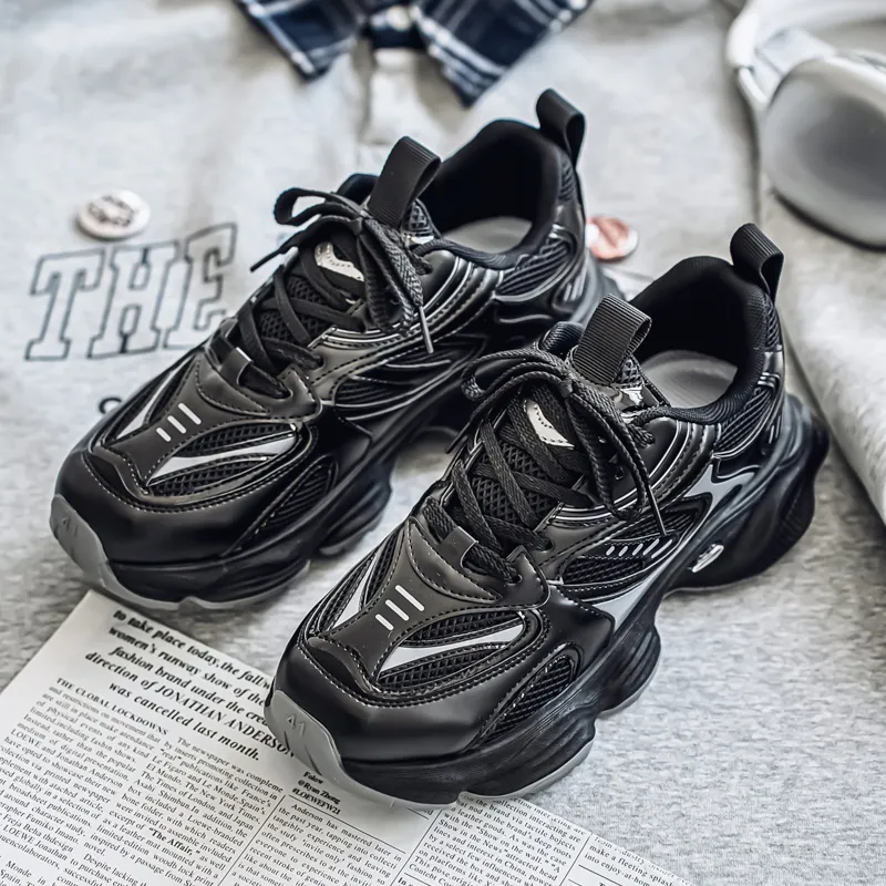 JANECO Anti Slip Wear Resistant Low Top Chunky Sneakers Men's-4