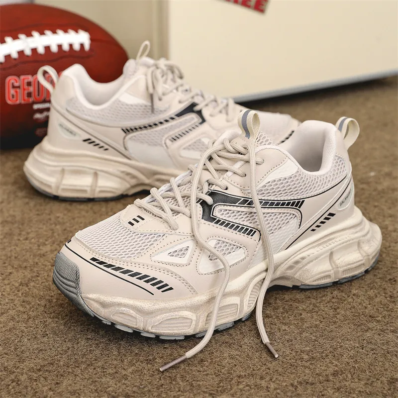 JANECO Slip Resistant, Abrasion Resistant, Breathable Low Top Chunky Sneakers Unisex-3