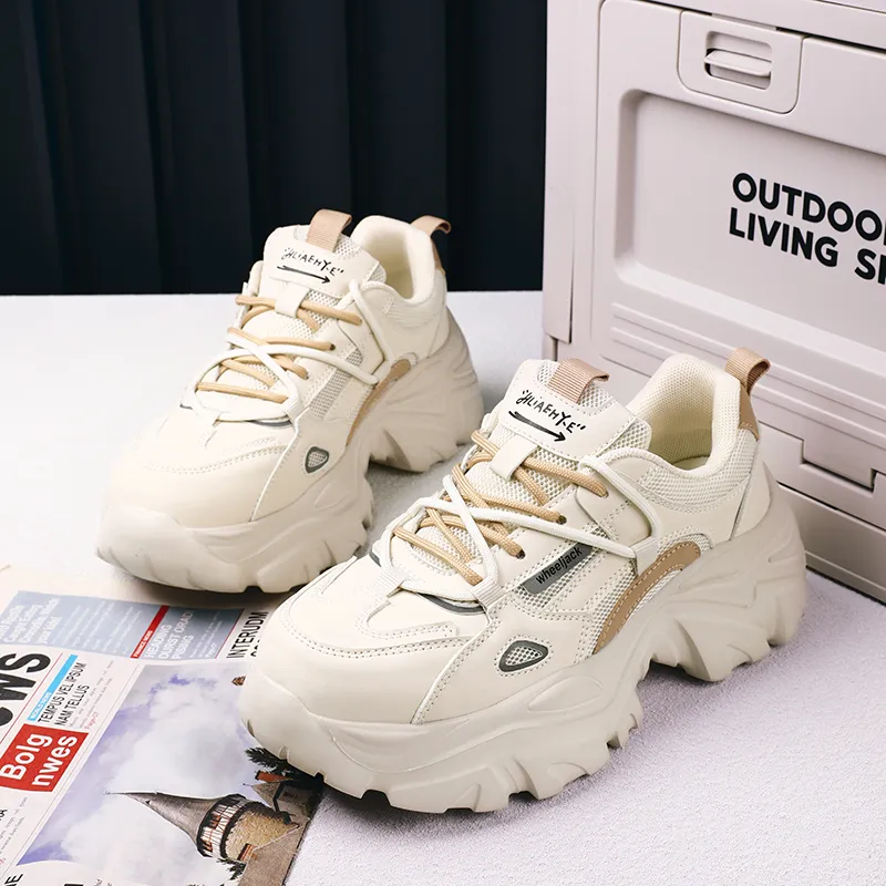 JANECO Chunky Sneakers Women's Low Top White-10