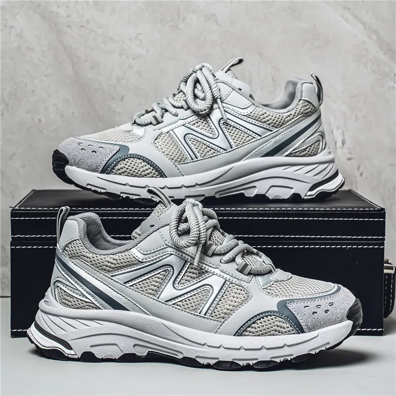 JANECO Slip Resistant, Abrasion Resistant, Breathable Low Top Chunky Sneakers Men's-3