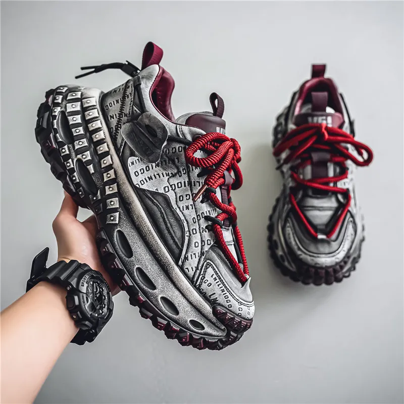 JANECO Anti Slip Wear Resistant Low Top Chunky Sneakers Men's-17