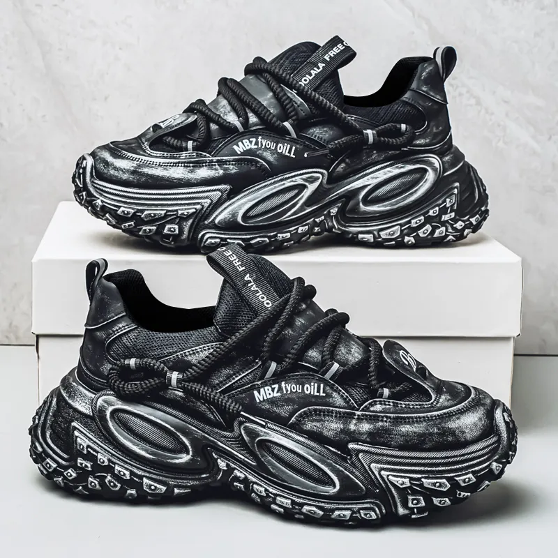 JANECO Slip Resistant, Abrasion Resistant, Breathable Low Top Chunky Sneakers Men's-6