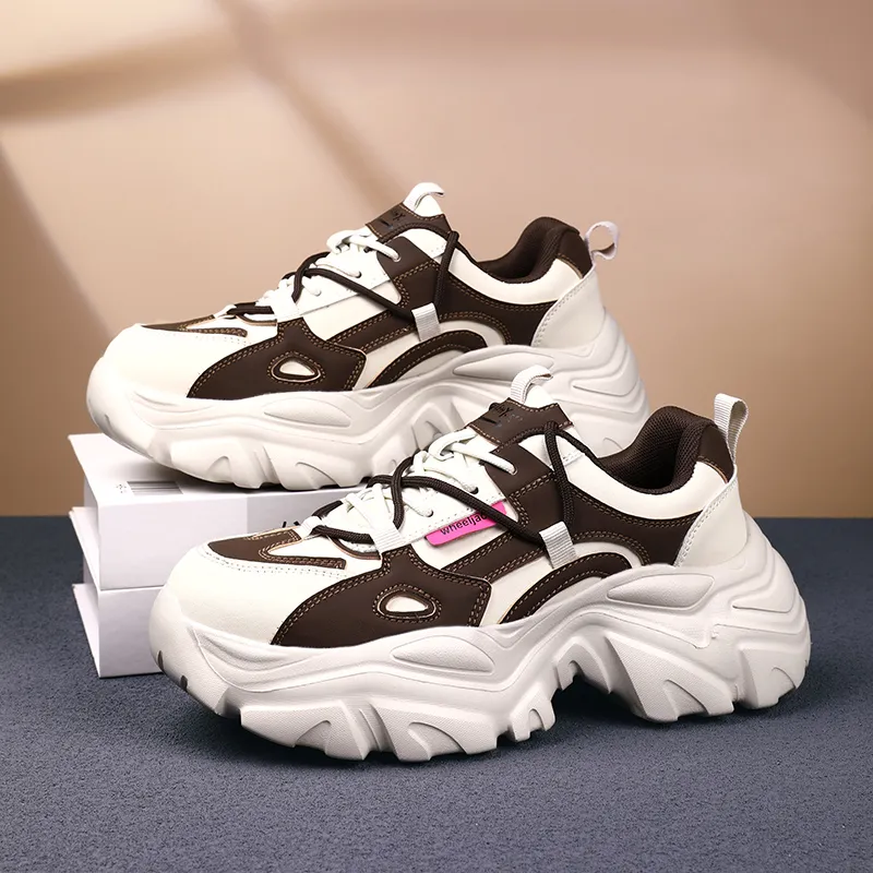 JANECO Chunky Sneakers Women's Low Top White-17