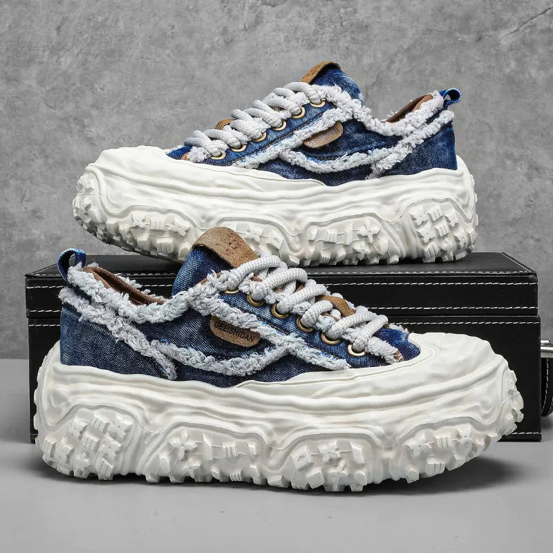 JANECO Slip Resistant, Abrasion Resistant, Breathable Low Top Chunky Sneakers Men's-4