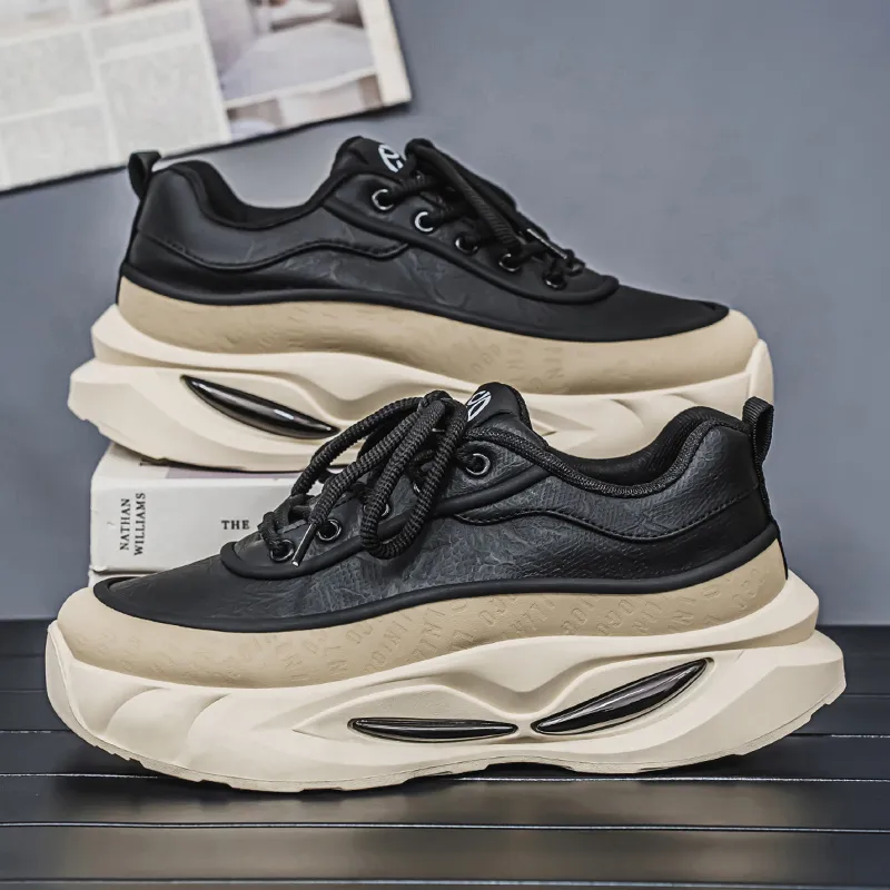 JANECO Slip Resistant, Abrasion Resistant, Breathable Low Top Chunky Sneakers Men's-4