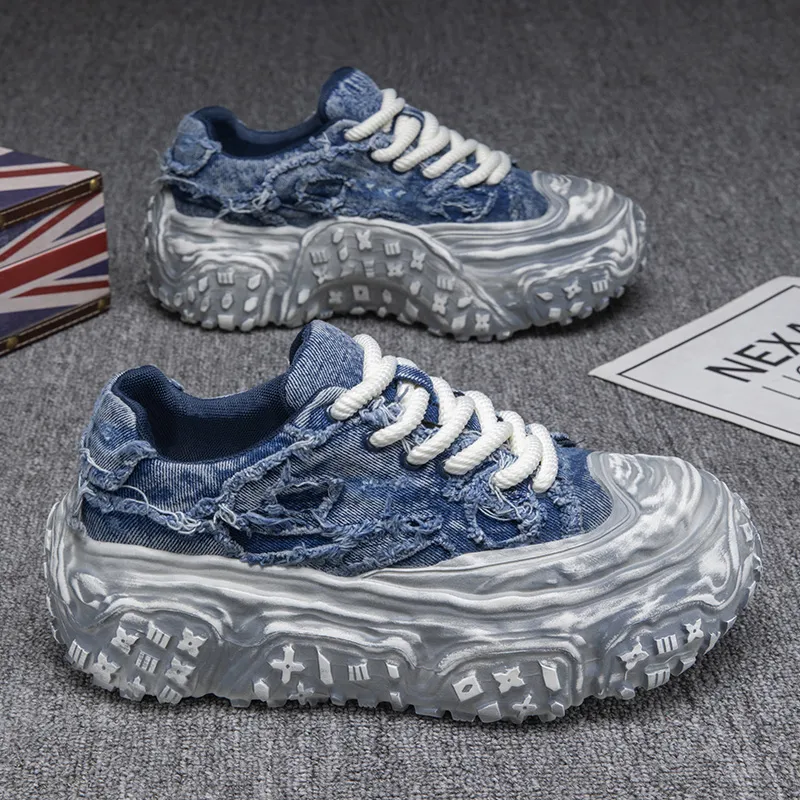 JANECO Slip Resistant, Abrasion Resistant, Breathable Low Top Chunky Sneakers Men's-3