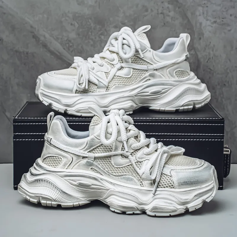 JANECO Slip Resistant, Abrasion Resistant, Breathable Low Top Chunky Sneakers Men's-9