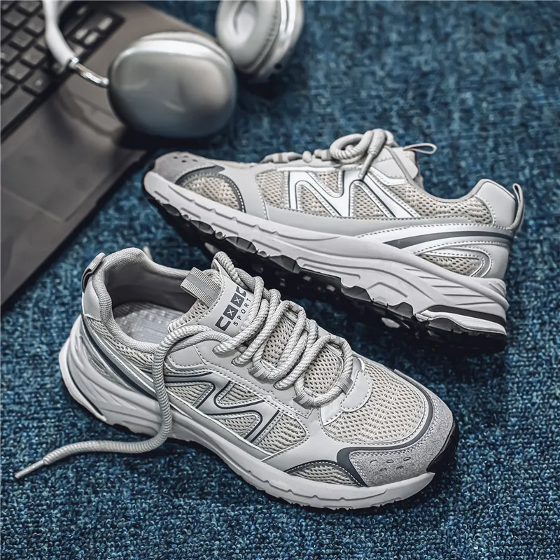 JANECO Slip Resistant, Abrasion Resistant, Breathable Low Top Chunky Sneakers Men's-2
