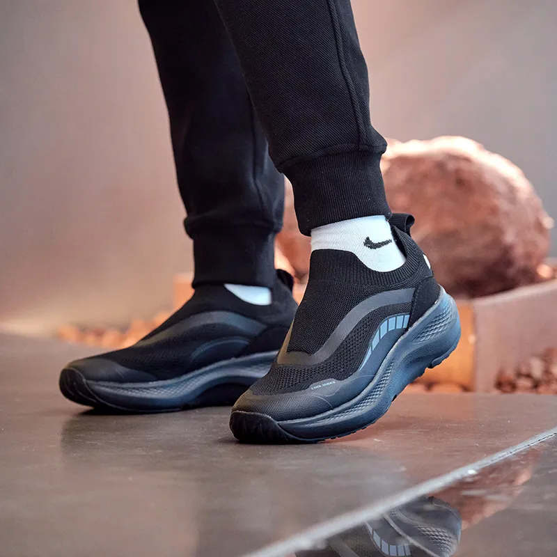 TREEPERI Cushioning, Slip Resistant, Breathable, Lightweight, Height Increasing Low Top Running Shoes Unisex Black-8