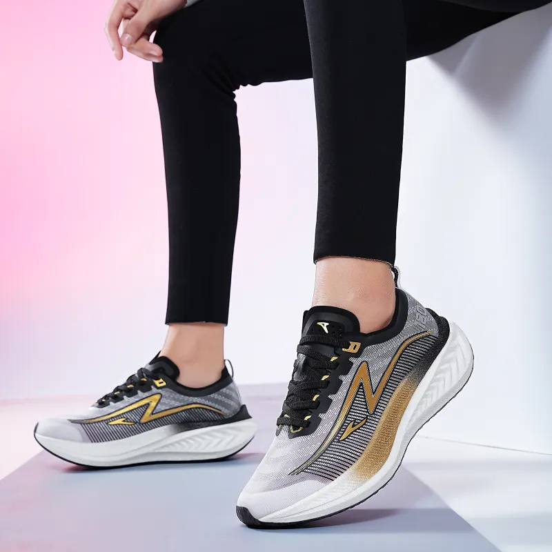 TREEPERI Cushioning Anti-Slip And Wear-Resistant Low-Top Marathon Running Shoes Unisex White Black-6