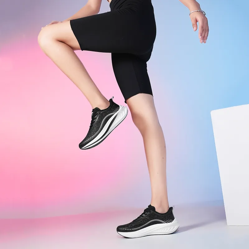 TREEPERI Low Top Carbon Plate Casual Marathon Training Sprint Running Shoes Unisex Cosmic Black-10