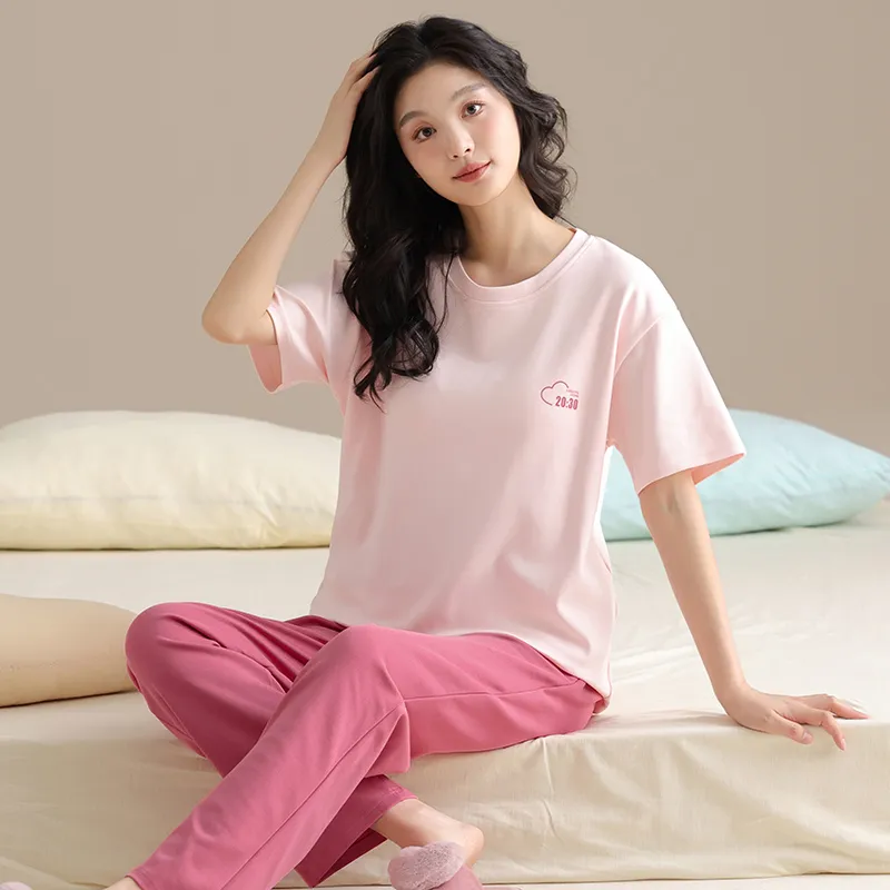 GOSO Pajama Set Women's Light Pink Red-5