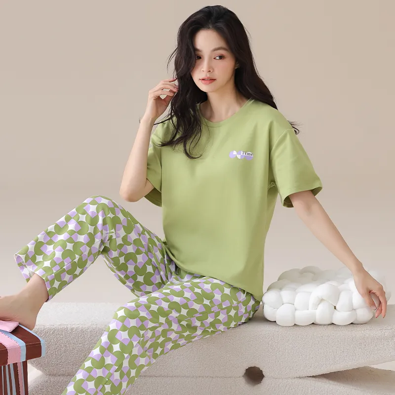 GOSO Pajama Set Women's Yellow Green-1