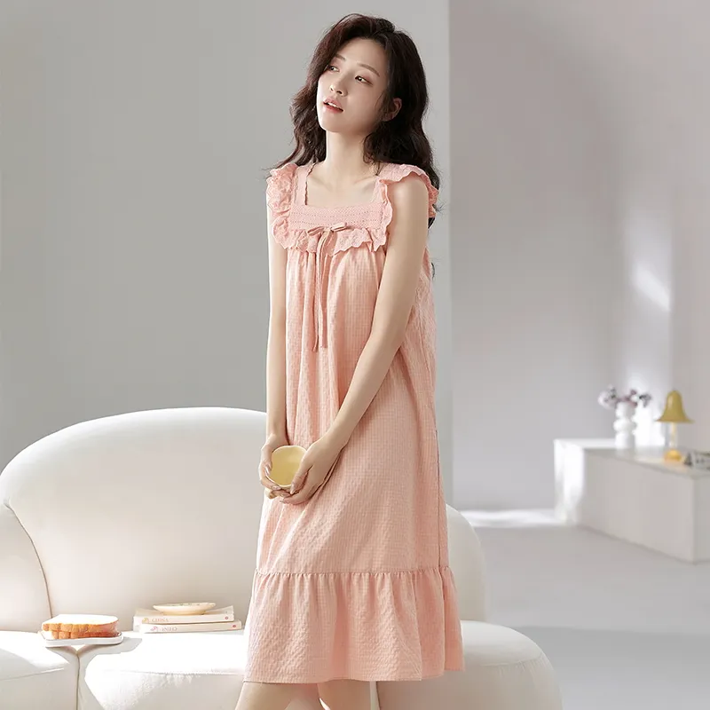 GOSO Nightgown Women's Light Pink Red-3