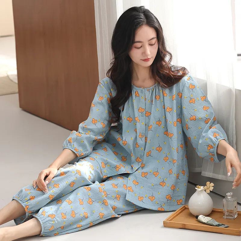 GOSO Pajama Set Women's Pink Blue-4