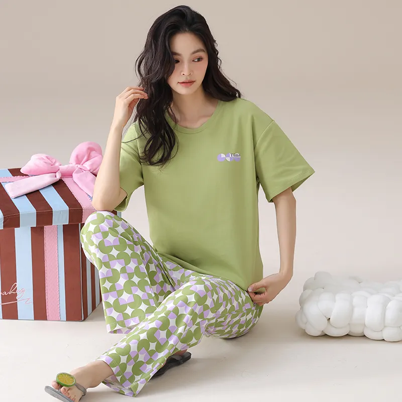 GOSO Pajama Set Women's Yellow Green-3