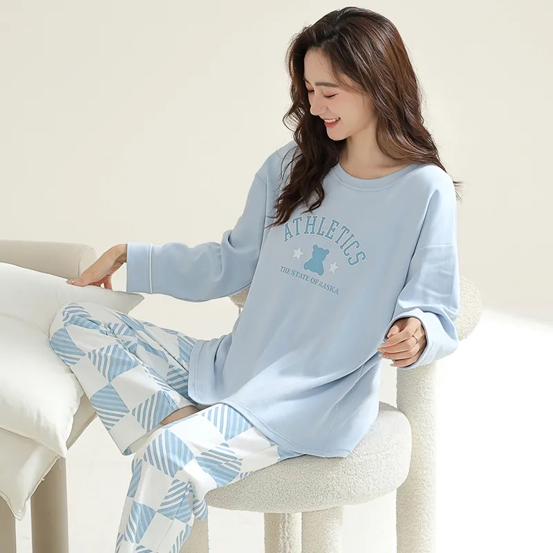 GOSO Pajama Set Women's Pink Blue-4