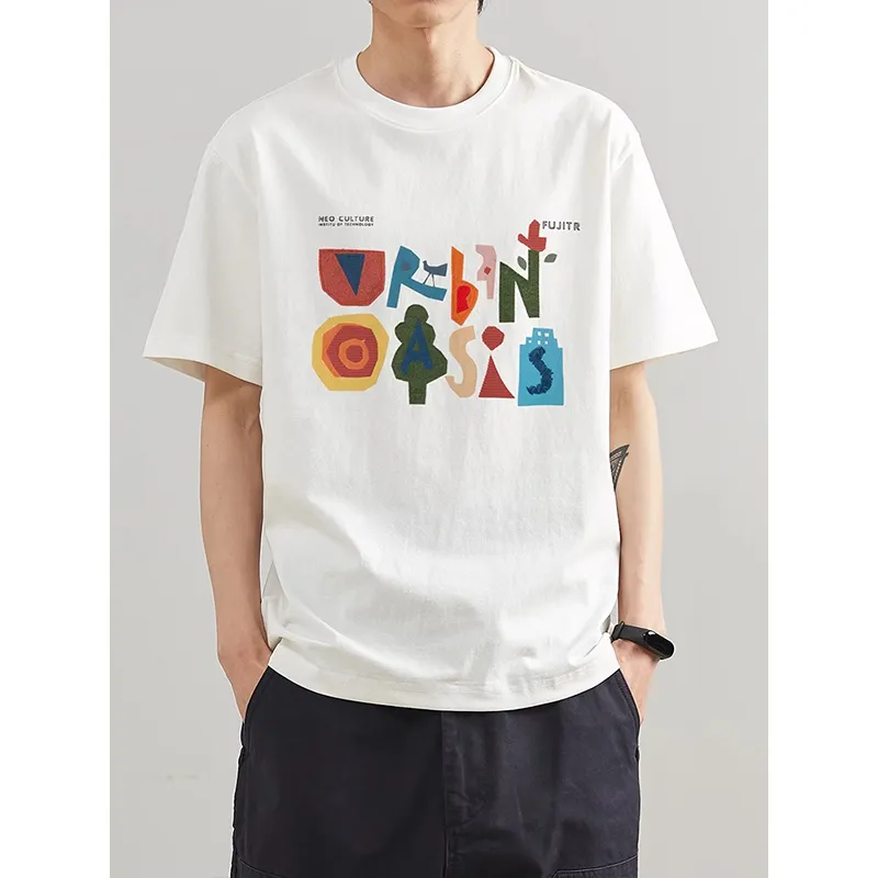 GOSO Drop Shoulder Sleeve T Shirt Unisex White-3
