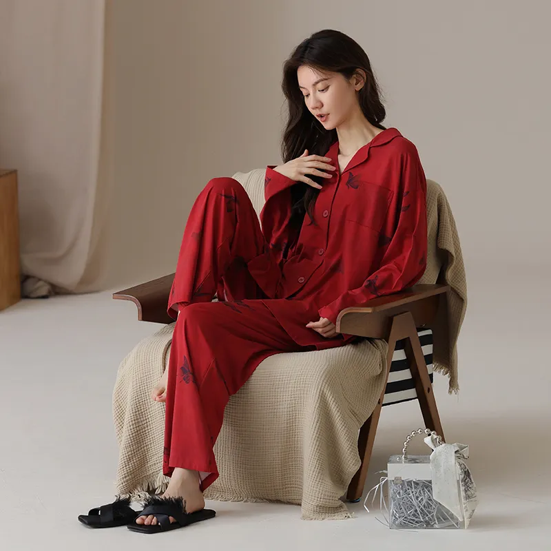 GOSO Pajama Set Women's Burgundy-4