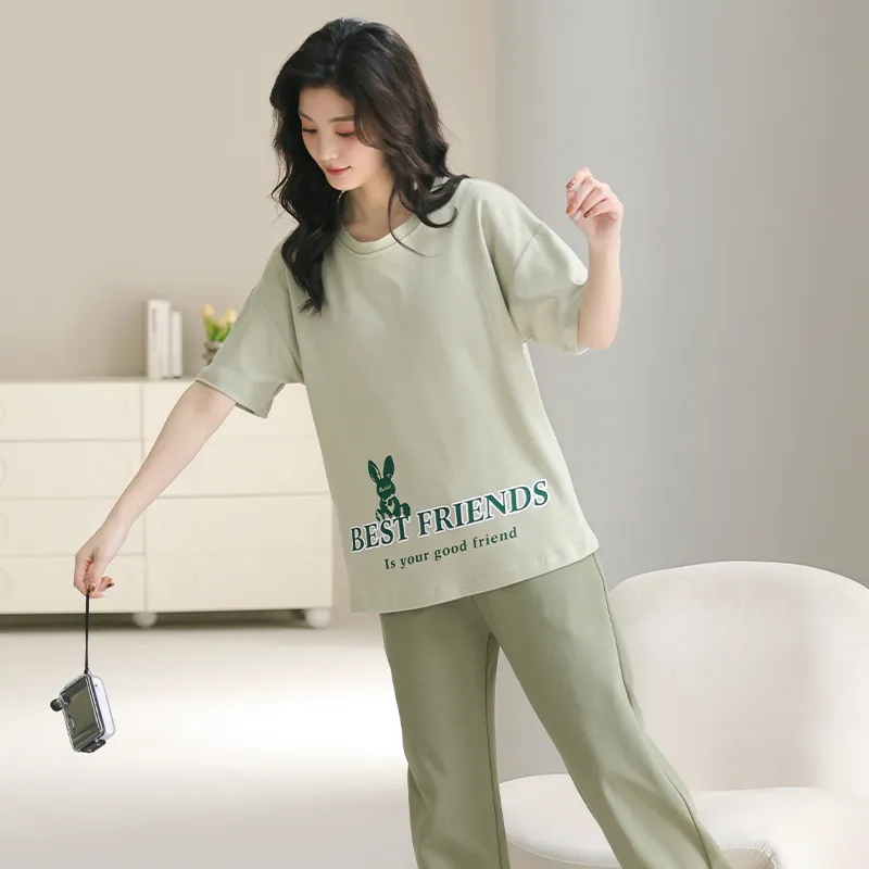 GOSO Pajama Set Women's Yellow Green-5