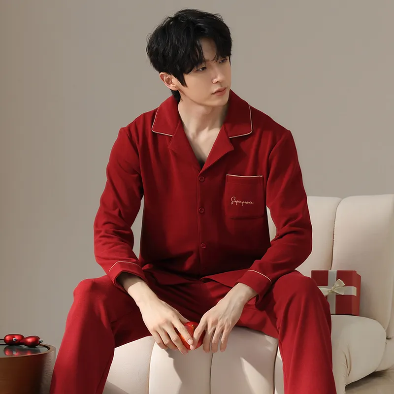 GOSO Pajama Set Men's Brick Red-5