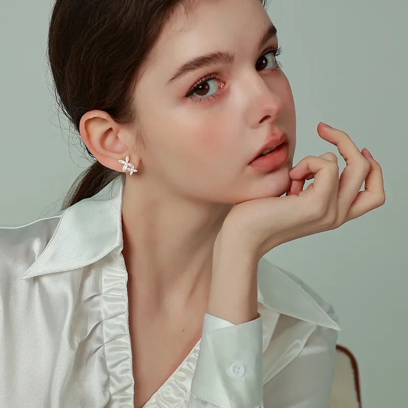 Silver 925 Sterling Silver Stud Earrings Women's-2