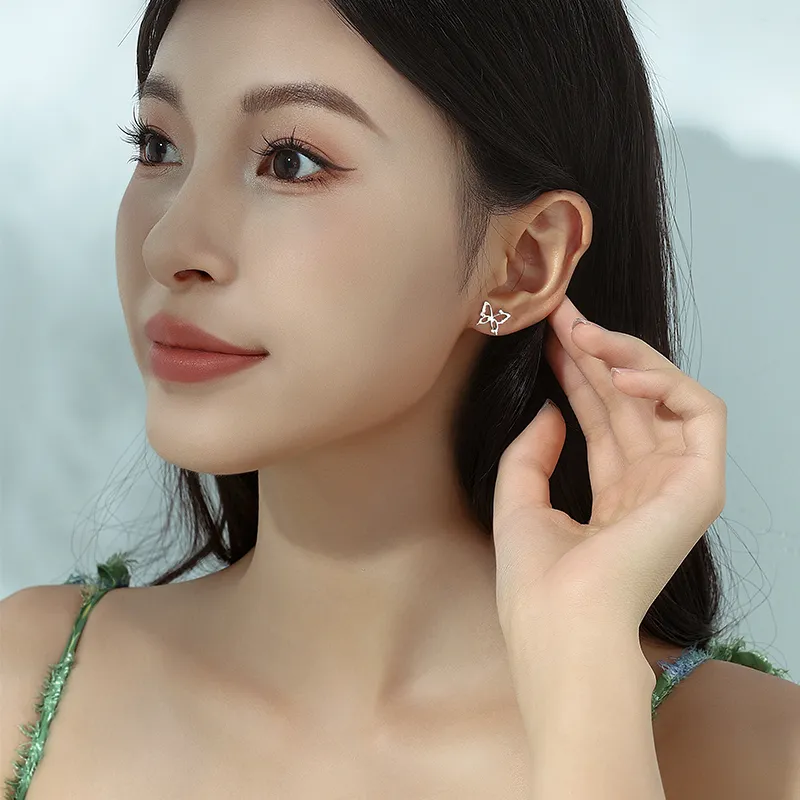Silver 925 Sterling Silver Stud Earrings Women's-4