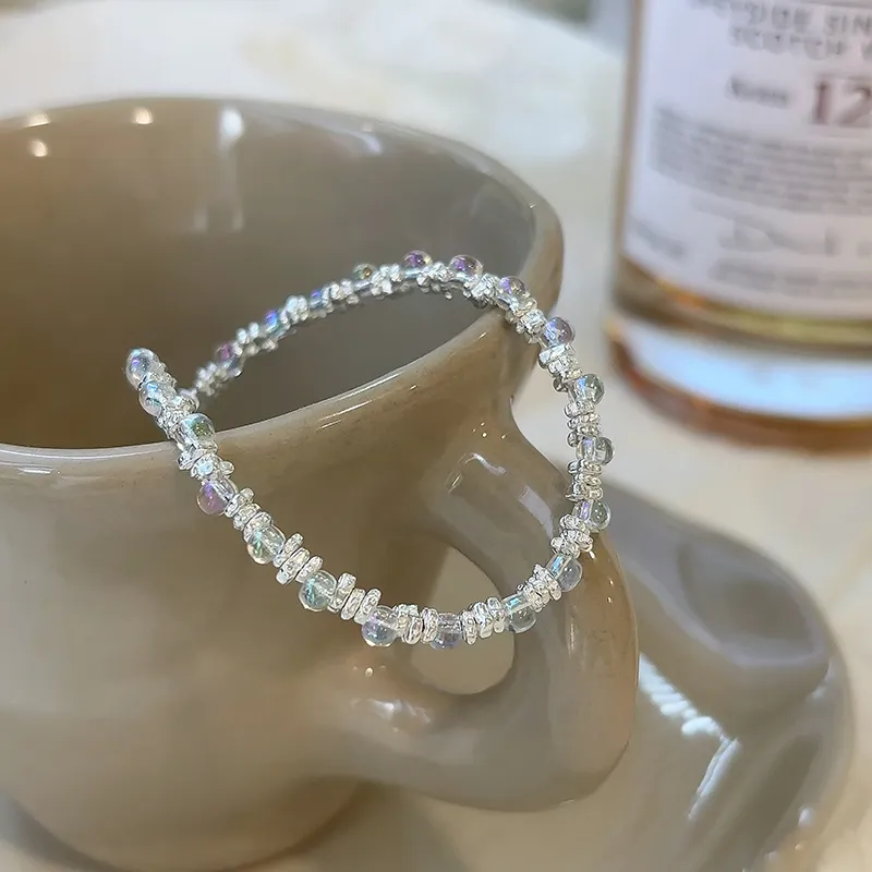 Silver 925 Sterling Silver Little Bulb Silver Nugget Bracelet Women's Peaceful Dreamy Jewelry-6