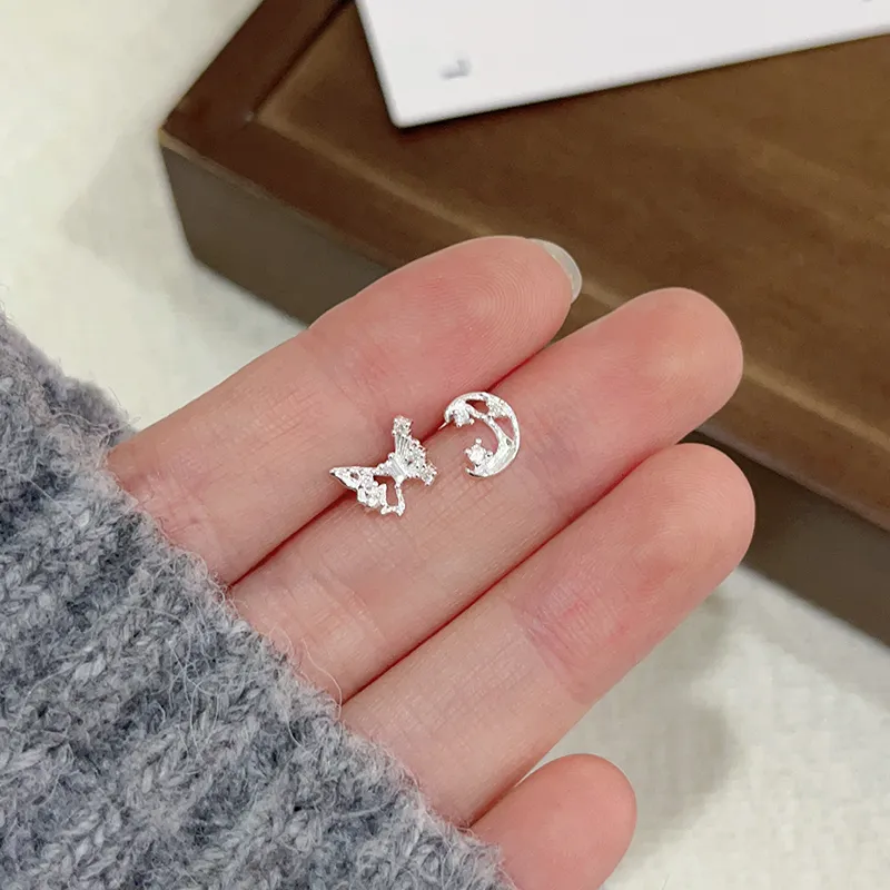 Silver S999 Fine Silver Stud Earrings Women's-1