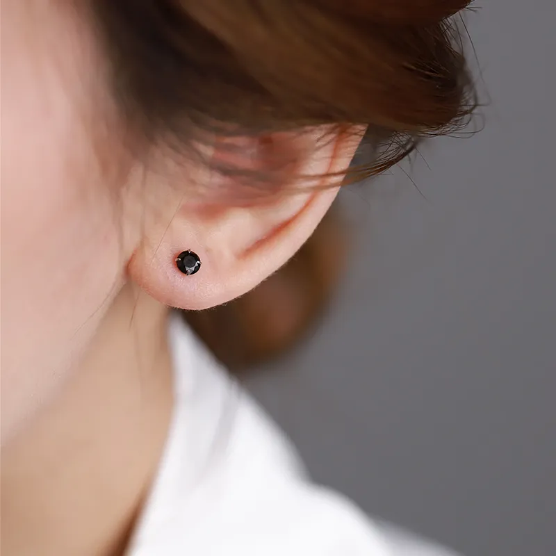 Silver S999 Fine Silver Stud Earrings Women's-5