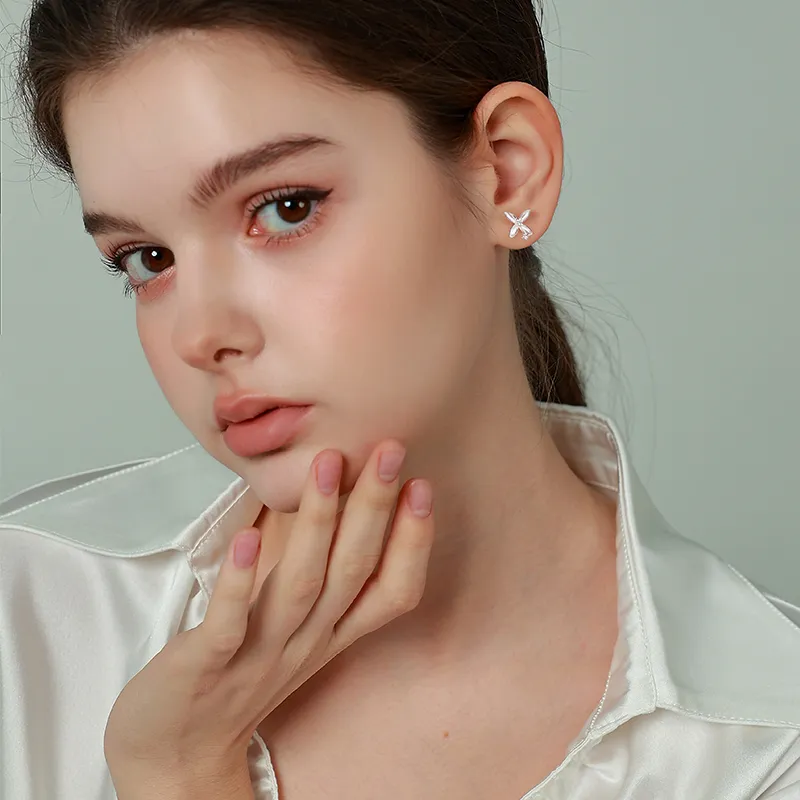 Silver 925 Sterling Silver Stud Earrings Women's-3