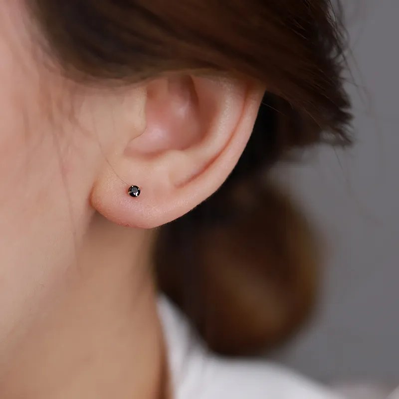 Silver S999 Fine Silver Stud Earrings Women's-1