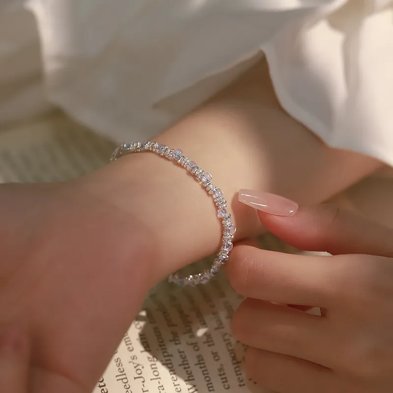 Silver 925 Sterling Silver Little Bulb Silver Nugget Bracelet Women's Peaceful Dreamy Jewelry-3