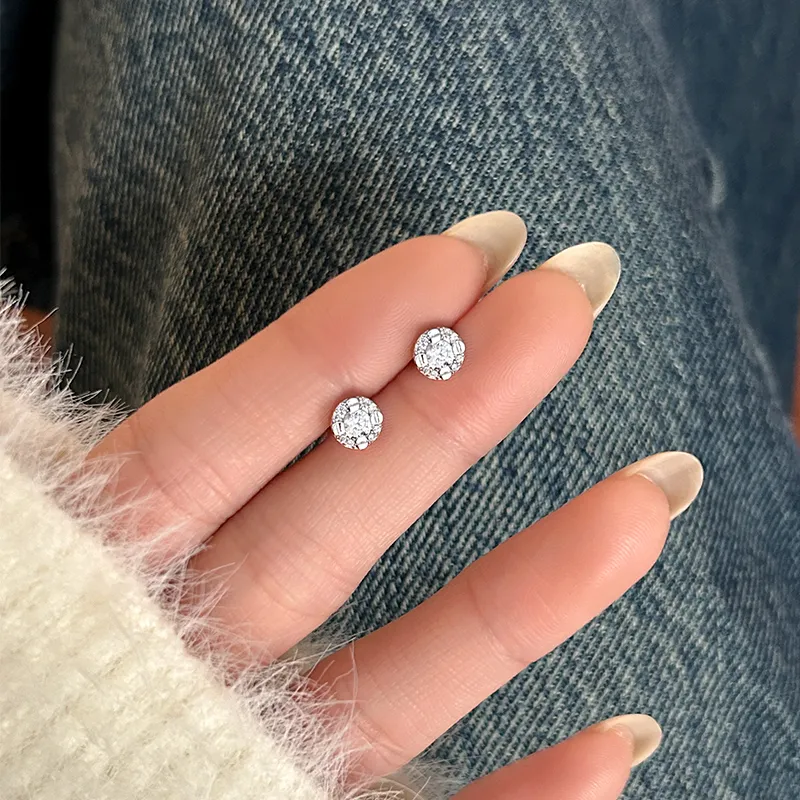 Silver Stud Earrings Women's-6