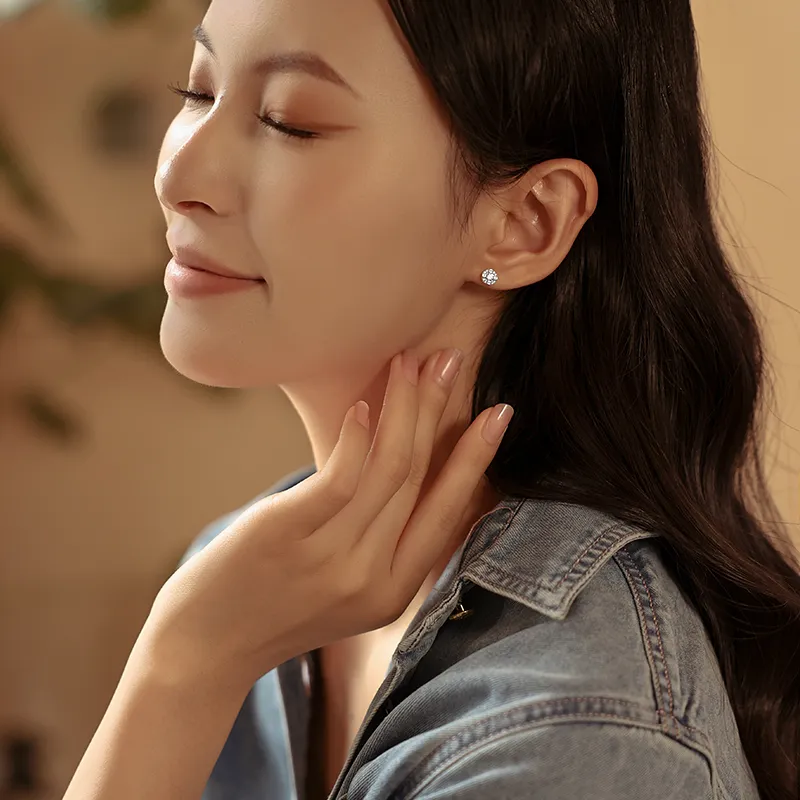 Silver Stud Earrings Women's-3
