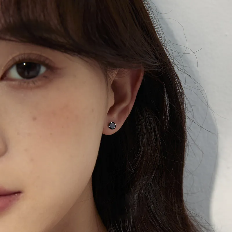 Silver S999 Fine Silver Stud Earrings Women's-7