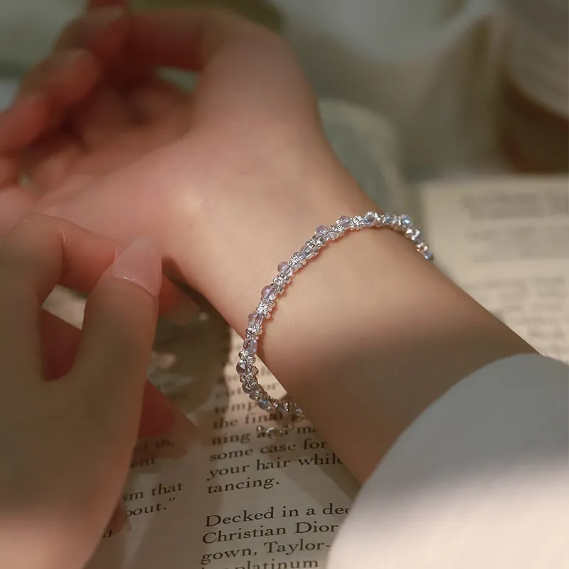 Silver 925 Sterling Silver Little Bulb Silver Nugget Bracelet Women's Peaceful Dreamy Jewelry-2