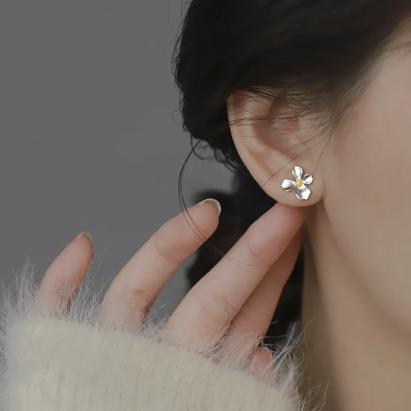 Silver 925 Sterling Silver Stud Earrings Women's-3