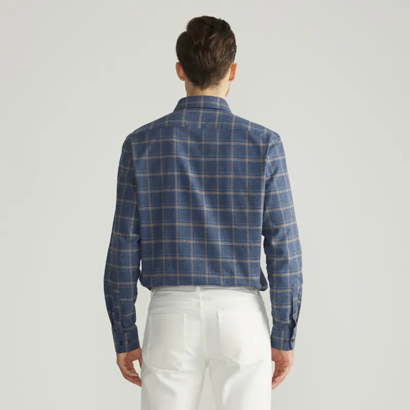 DANIEL HECHTER Shirt Fall And Winter Men's Gray Blue Plaid-1