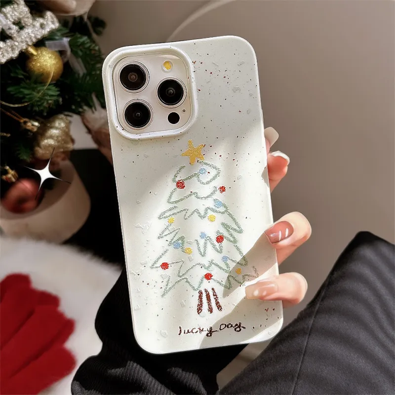 Beams TPU Material Creative Christmas Tree Fun Graffiti Phone Case Compatibility Iphone16/15/14/13/12/11Pro/ProMax/Plus-2