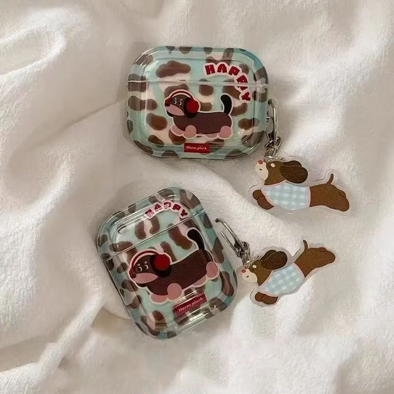 Beams Iphone16/15/14/13/12/11Pro/ProMax/Plus TPU Niche Cute Fun Dachshund Bluetooth Earphone Case Headphone Cases-1