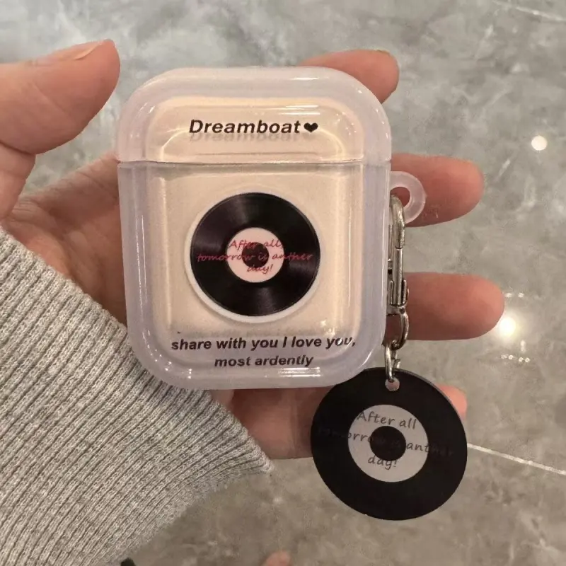Beams Compatibility Airpods4/3/Pro/Pro2 TPU Ins Niche Transparent CD Plate Headphone Cases-4