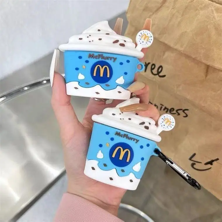 Beams Compatibility Airpods4/3/Pro/Pro2 Silicone Creative Individual Ins McFlurry M Ice Cream Headphone Cases-2