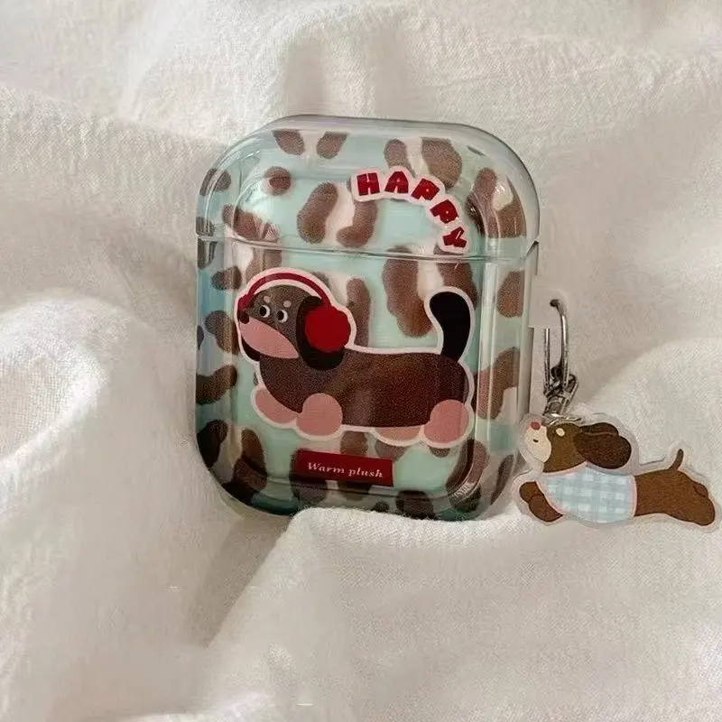 Beams Iphone16/15/14/13/12/11Pro/ProMax/Plus TPU Niche Cute Fun Dachshund Bluetooth Earphone Case Headphone Cases-2
