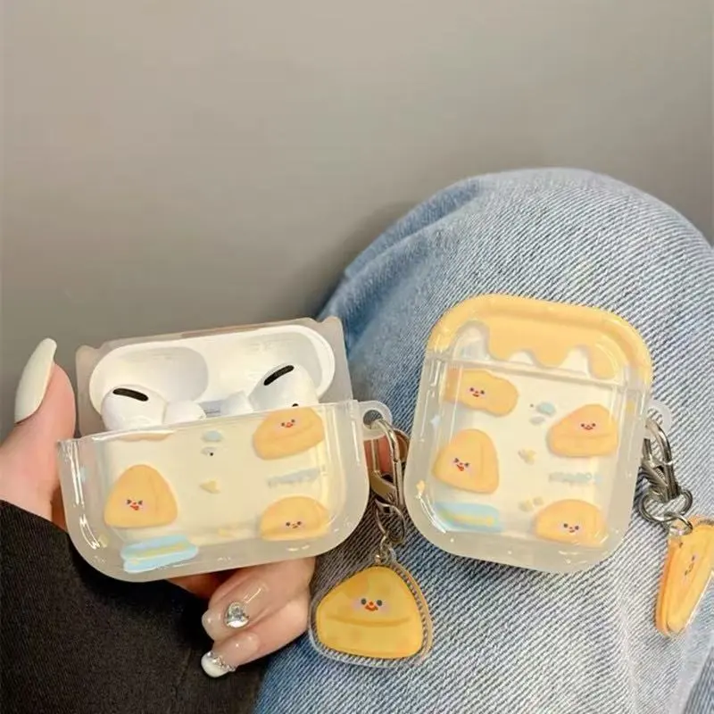 Beams Compatibility Airpods4/3/Pro/Pro2 TPU Ins Cream Yellow Cheese Headphone Cases-2
