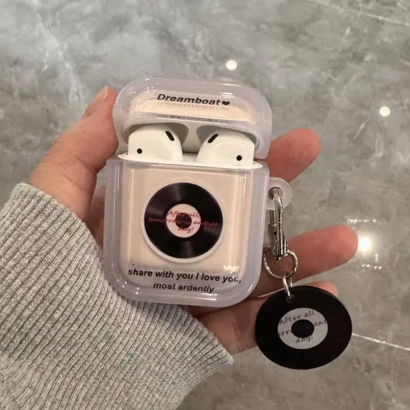 Beams Compatibility Airpods4/3/Pro/Pro2 TPU Ins Niche Transparent CD Plate Headphone Cases-2