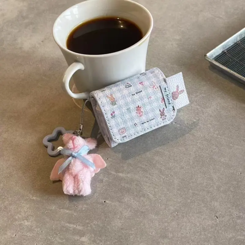 Beams Compatibility Airpods4/3/Pro/Pro2 Leather Ins Cute Cartoon Leather Plaid Rabbit Bear Headphone Cases-6