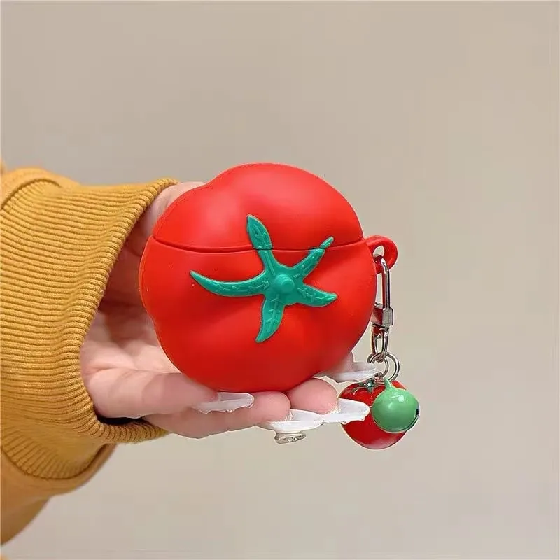 Beams Compatibility Airpods4/3/Pro/Pro2 Silicone Individual Creative Red Tomato Headphone Cases-2