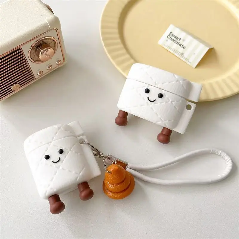Beams Compatibility Airpods4/3/Pro/Pro2 Silicone Creative Fun Quirky Toilet Paper Expression Headphone Cases-2